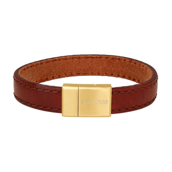 Herrearmbånd i calvelskinn gult, brun, 21 cm. SON of NOA - 897018BROWN21